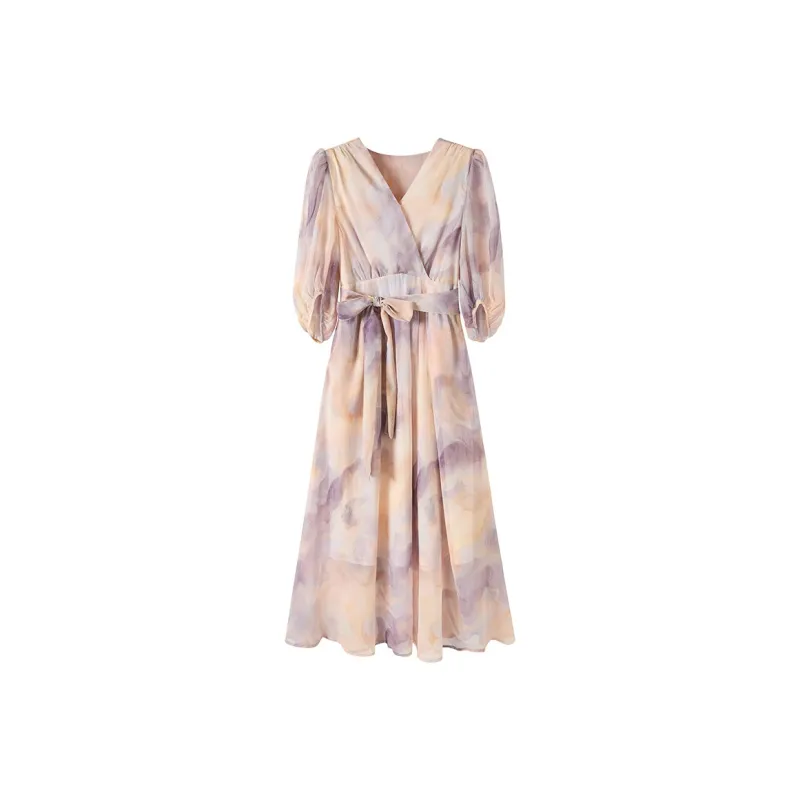 PIERRE CARDIN Short Sleeved Dress Women's Lavender-0