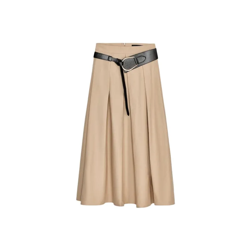 ZARA Casual Long Skirts Women's Medium Camel-0