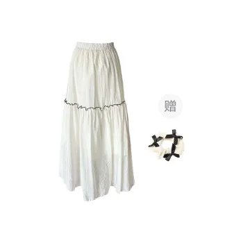 TURN UP Casual Long Skirt Women's White+Bowknot Hair Tie Comes With