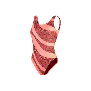 Speedo Women's Printed Deep U-Back Swimsuit One-piece Swimsuit Women's Ox Blood/Coral