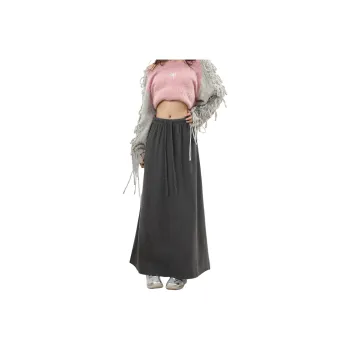 Wen Shan Casual Long Skirt Women's Dark Gray
