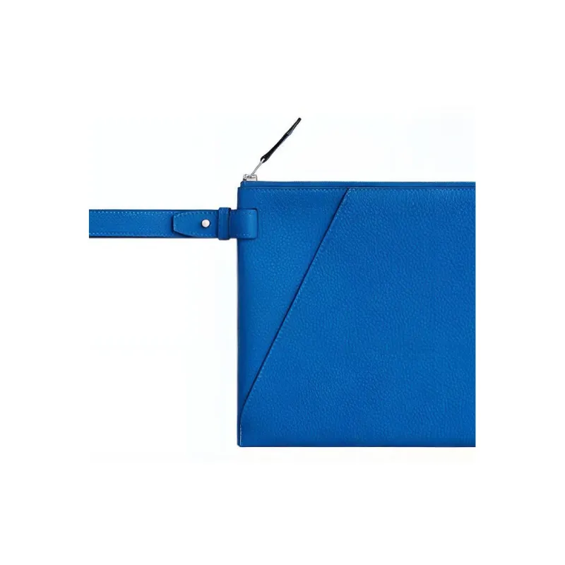 HERMES Cabavertige Togo Calfskin Clutch Men's I7 Bleu Zellige Mosaic Blue-3