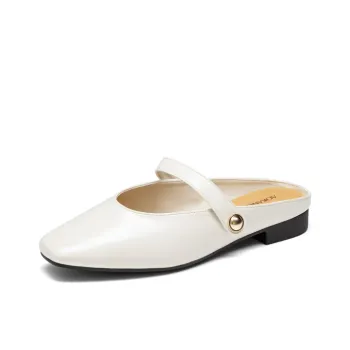 AOKANG Slip Resistant Closed Toe Slippers Women's Ecru