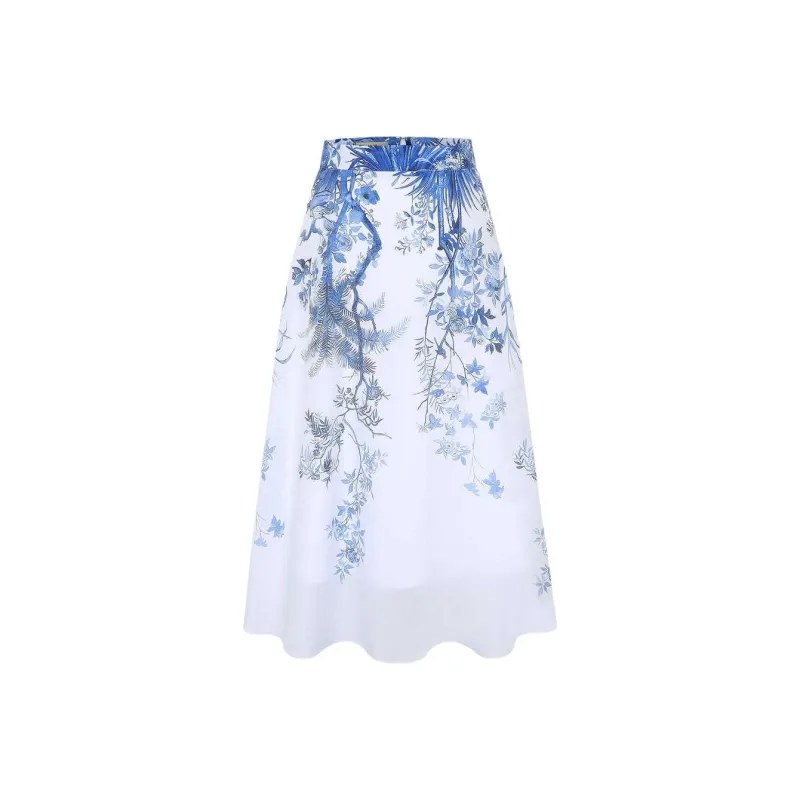 BBLLUUEE Casual Long Skirt Women's Sea Blue-0