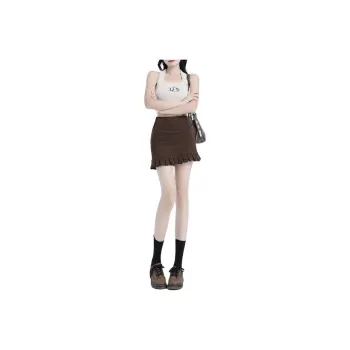 ZAVK Denim Short Skirts Women's Brown