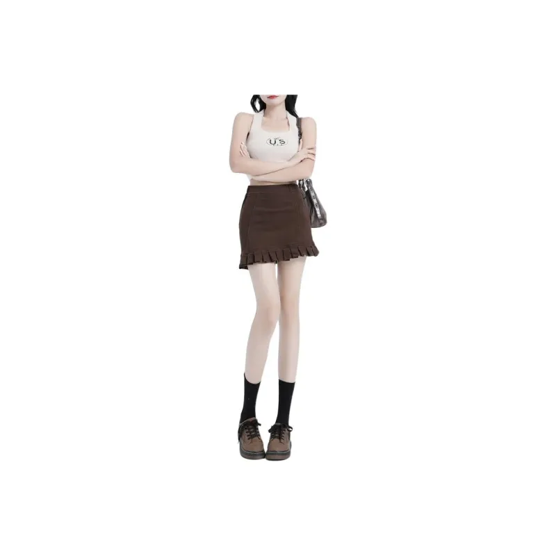 ZAVK Denim Short Skirts Women's Brown-0