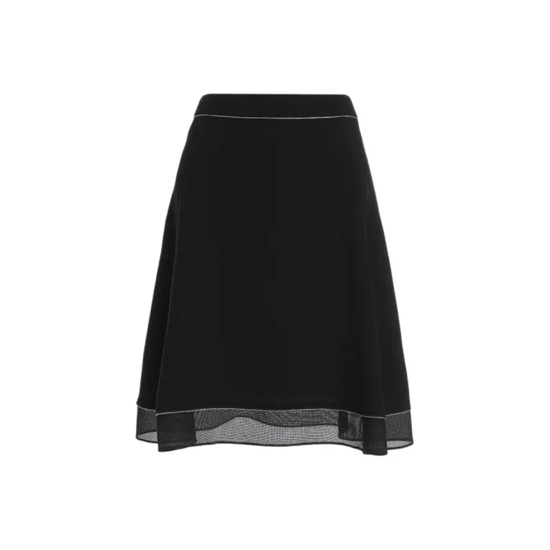 QIAOWANNI Casual Long Skirts Women's Ink Black-0