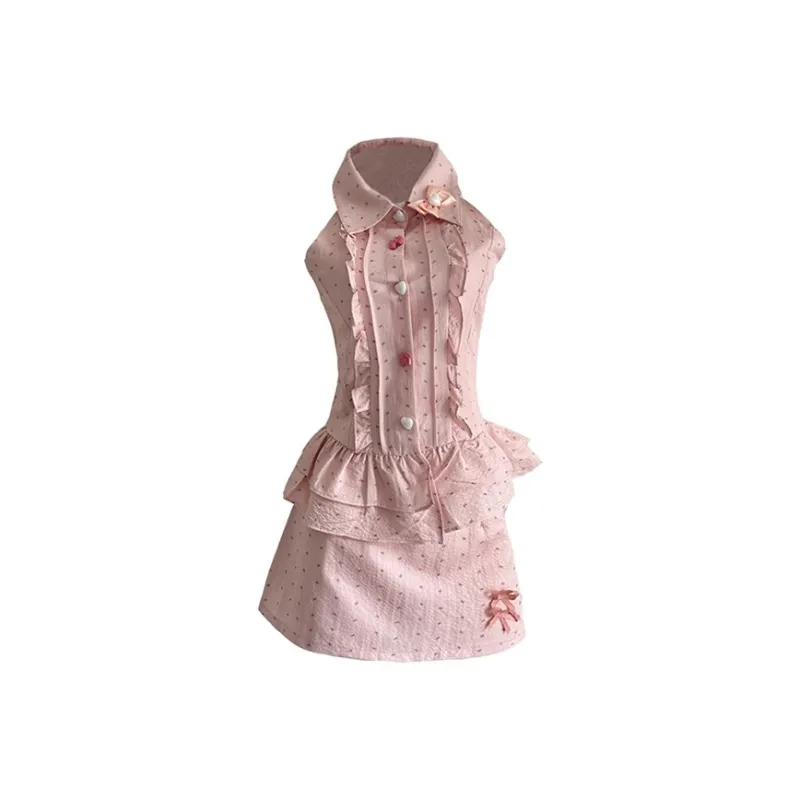Mu Xiao Xin Skirt Set Women's Pink-0