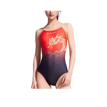 ZOKE One-Piece Swimsuits Women's Black Gold China Dragon With Pad
