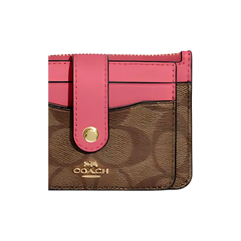 COACH Card Case Coin Purses Card Holders Mini Women's Brown & Watermelon-3