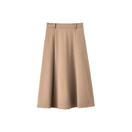 XIANGYING Casual Long Skirt Women's Camel