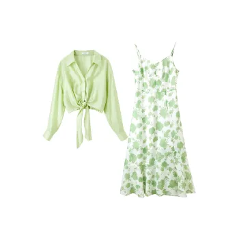 SENTUBILA Skirt Set Women's Light Green With Multicolor