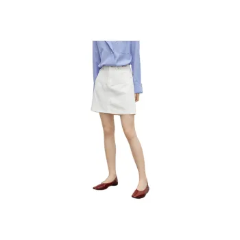 Hopeshow Denim Short Skirts Women's Raw White