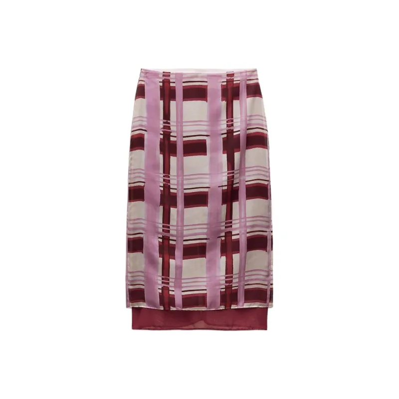 ZARA ZW Series Casual Long Skirt Women's Pink-0