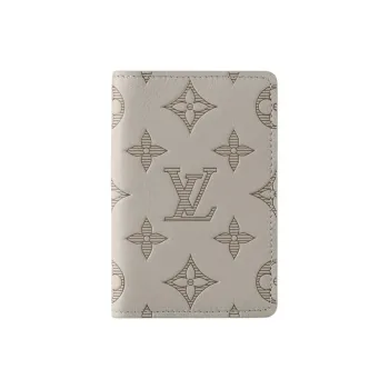 LOUIS VUITTON Leather Trim Card Holder Men's Gray