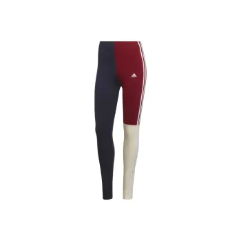 Adidas Essential 3-STRIPES COLORBLOCK COTTON LEGGINGS Athletic Trousers Women's Black Red
