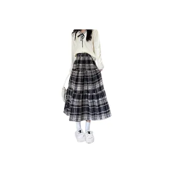 Ya Sheep People Casual Long Skirts Women's Navy Blue