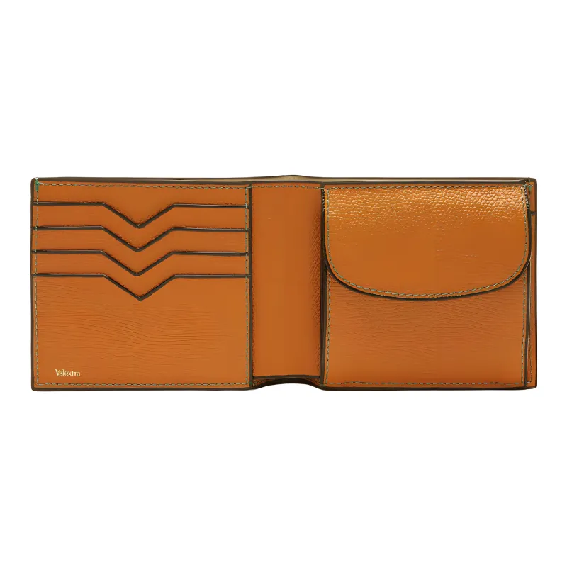 Valextra Calfskin Coin Purse Wallet Men's Orange-1