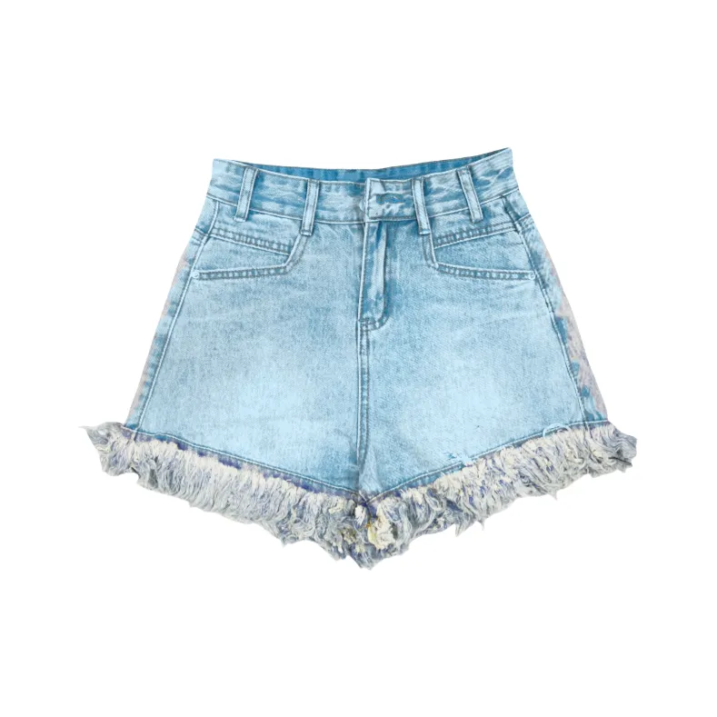 Mu Qingqing Denim Shorts Women's Blue-0