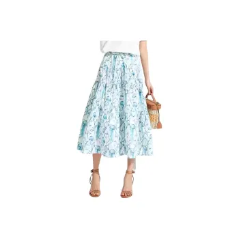 VILAN Casual Long Skirts Women's Green Flower