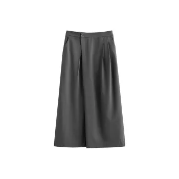 Initial Language Casual Long Skirts Women's Dark Gray