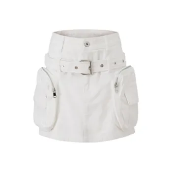 Kazakhstan Denim Short Skirts Women's White