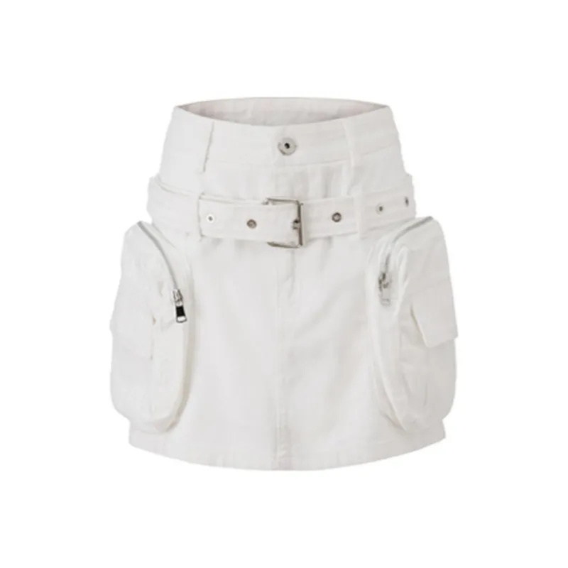 Kazakhstan Denim Short Skirts Women's White-0