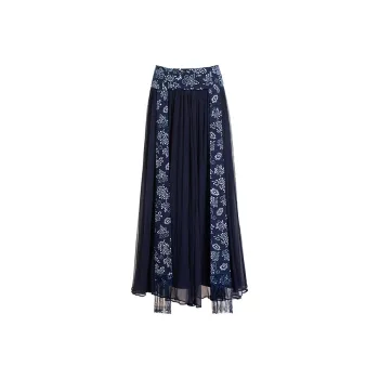A LIFE ON THE LEFT Casual Long Skirt Women's Navy Blue