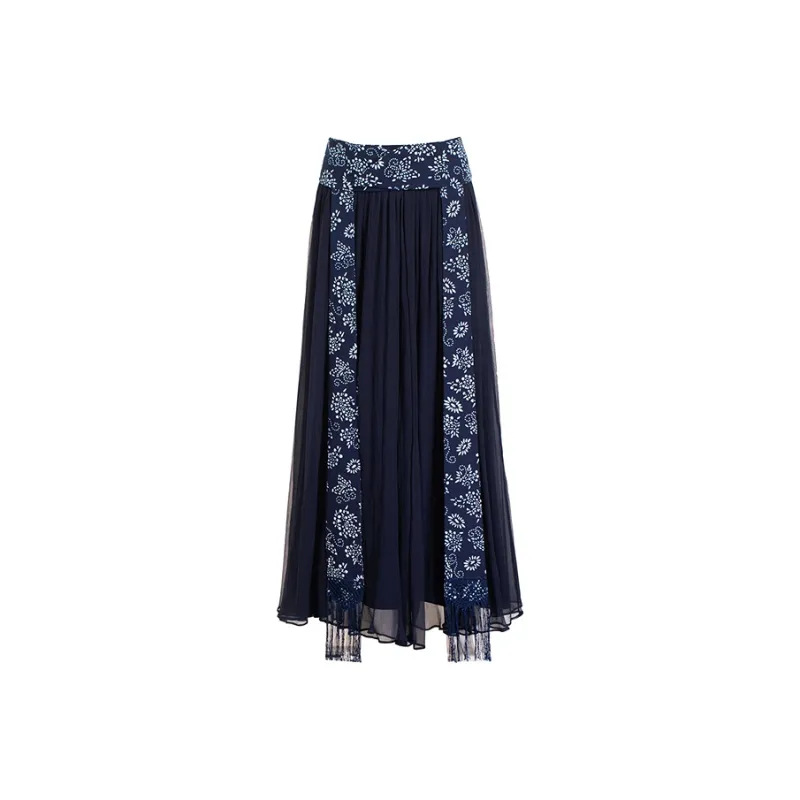 A LIFE ON THE LEFT Casual Long Skirt Women's Navy Blue-0