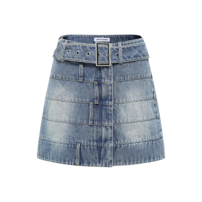 JAC FLEURANT Denim Short Skirts Women's Blue-0