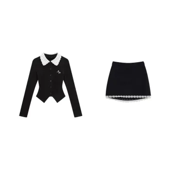 Udon House Skirt Set Women's Black