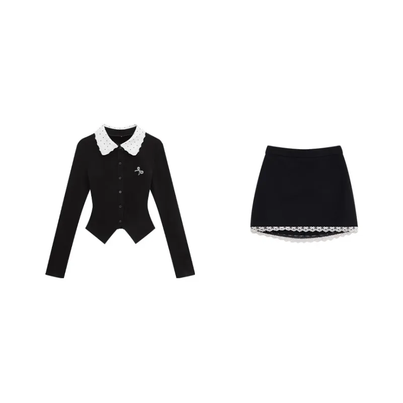 Udon House Skirt Set Women's Black-0