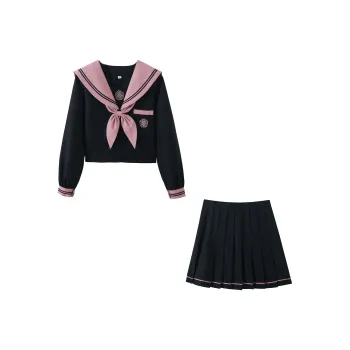 KAZAN Uniform Women's Long Sleeved Black Pink Two Piece Sailor Suit Set