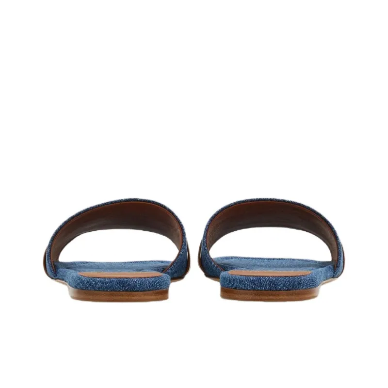 FERRAGAMO GANCINI Slide Slippers Women's Blue-3