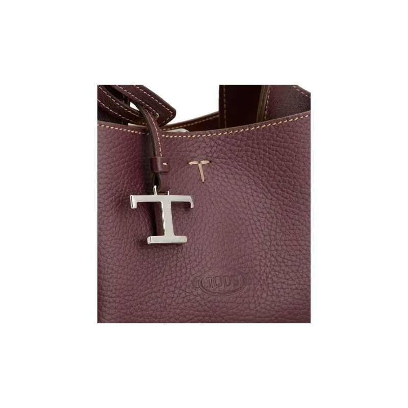 TOD'S Calfskin One Shoulder Handbag Mini Women's Burgundy-4