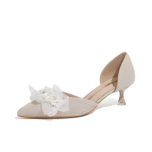 Lan Miao Slim Heel High Heels 3CM Women's Ecru
