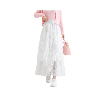 FAWENXIANGZI Casual Long Skirt Women's White