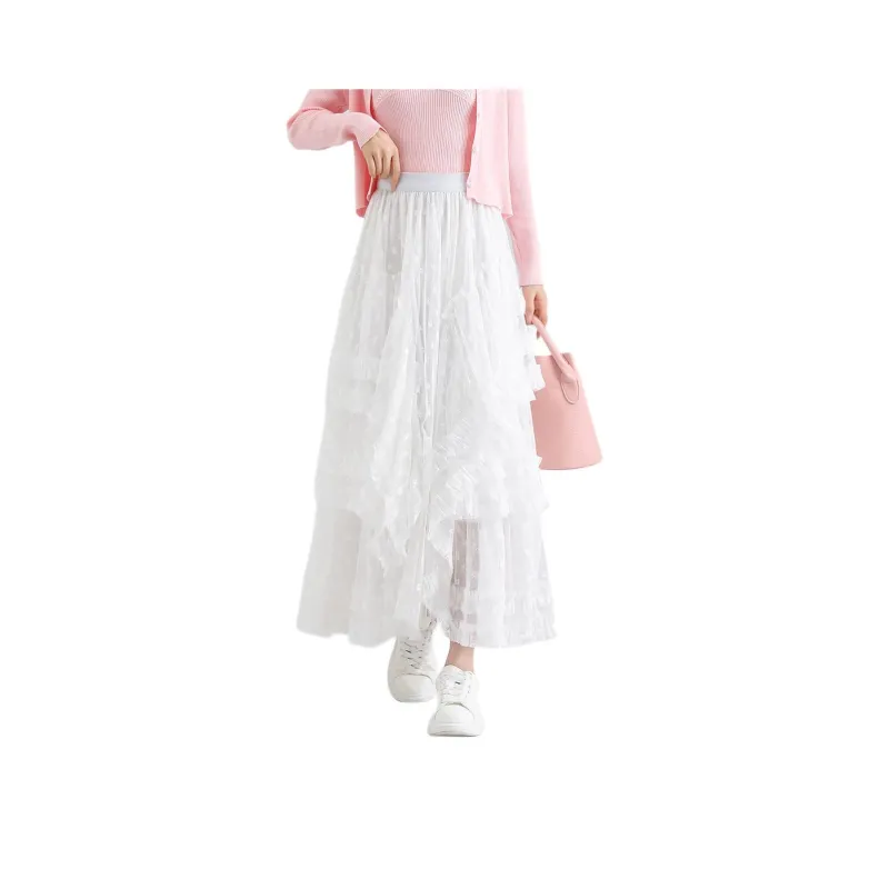 FAWENXIANGZI Casual Long Skirt Women's White-0