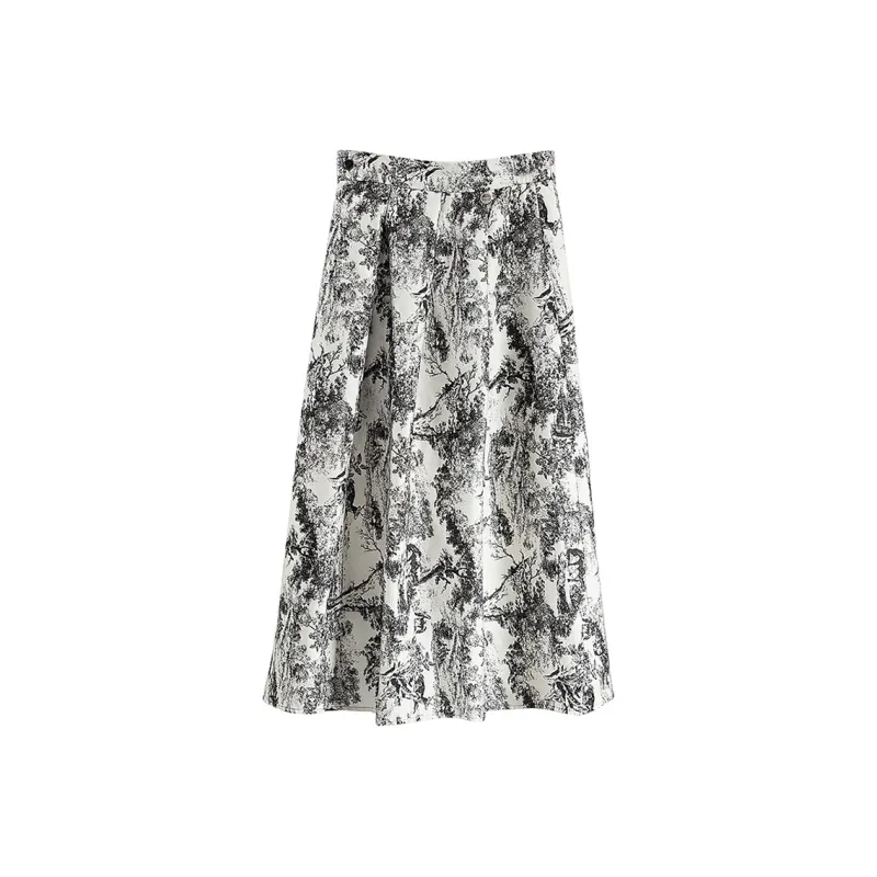 Cypress House Casual Long Skirt Women's Ink Wash Painting-0