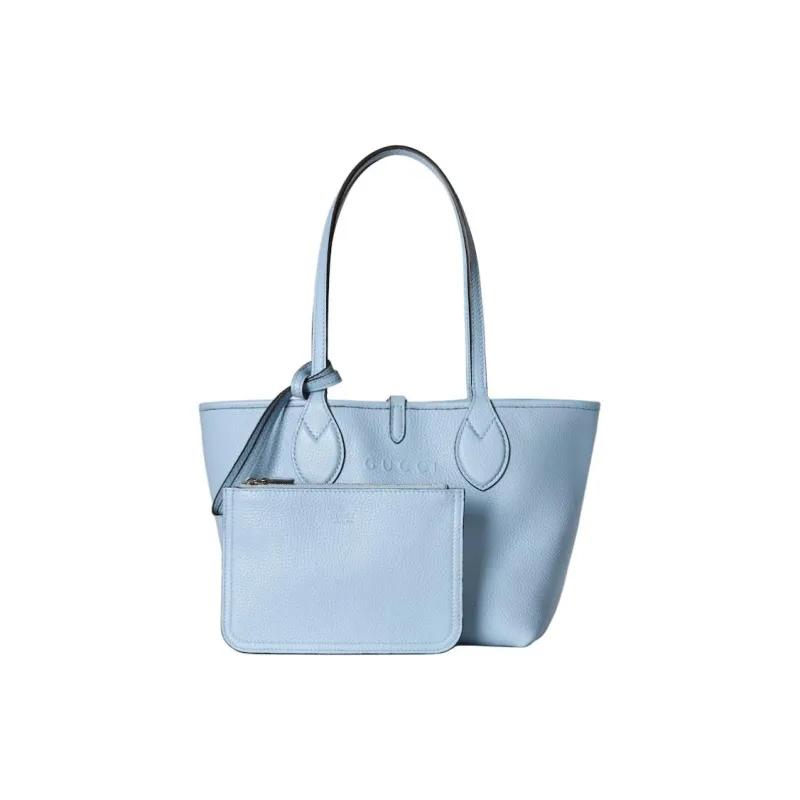 GUCCI Grain Leather With GG Canvas Tote Bag, Shopping Bag, Shoulder Bag, Handbag Small Size Women's Sky Blue-1
