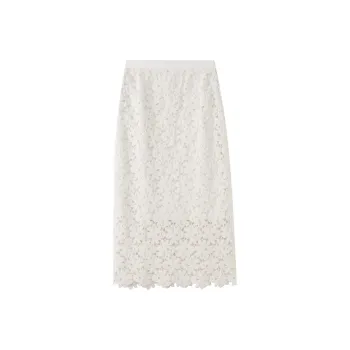 SHUIYUNJIAN Casual Long Skirts Women's Ivory White