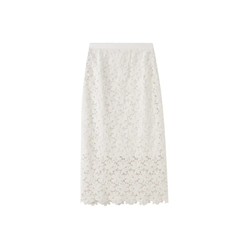 SHUIYUNJIAN Casual Long Skirt Women's Ivory White-0