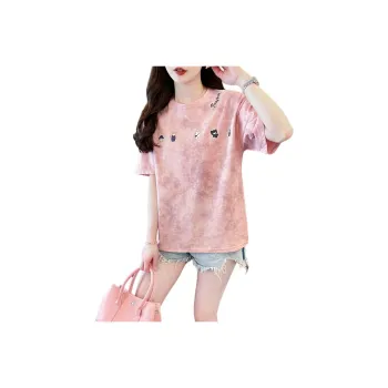 Flowers In Water Drop Shoulder Sleeve T Shirt Women's
