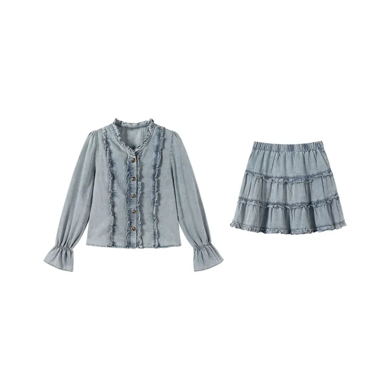 Udon House Skirt Set Women's Blue-0