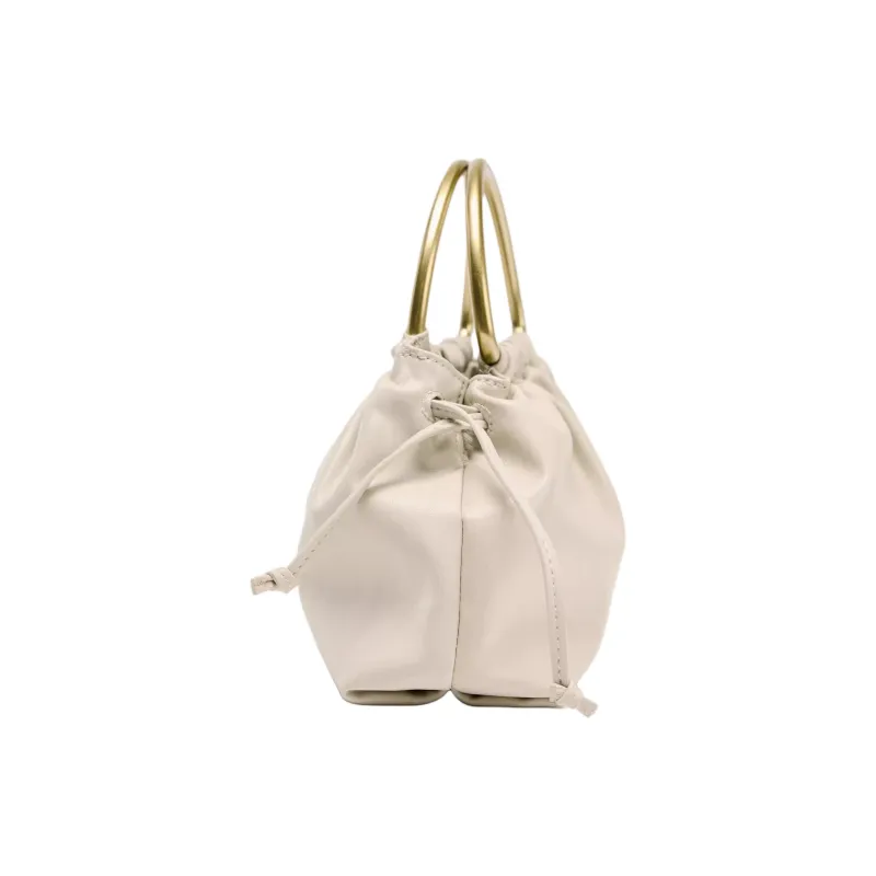ZARA PU Bowling Bag, Handbag Mini Women's Raw White-1