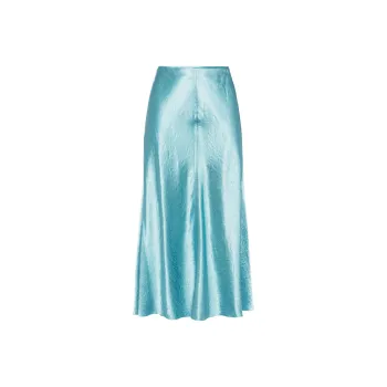 VINCE Satin Raw edge Midi Skirt