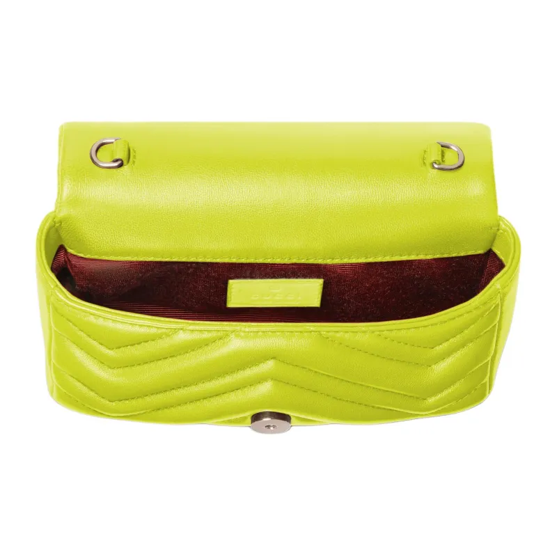 GUCCI GG Marmont Lambskin Shoulder Bag Mini Women's Bright Green-4