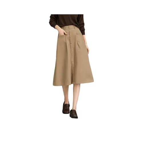 XWI Casual Long Skirts Women's Khaki