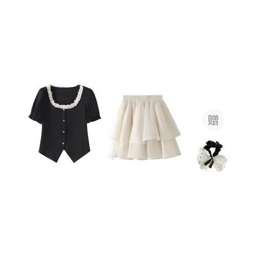 PAVEA Two Piece Skirt Sets Women's Two Piece Set+Hair Tie Includes