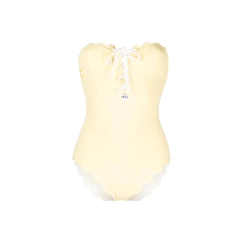 MARYSIA Chesapeake Lace up Strapless Swimsuit-0